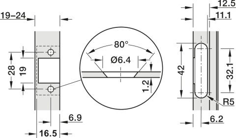 Gizli menteşe, Hafele Metalla 310 A/SM 110°, tam bini
