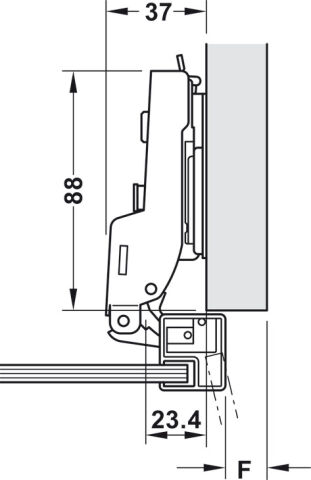 Gizli menteşe, Hafele Metalla 310 A/SM 110°, yarım binili