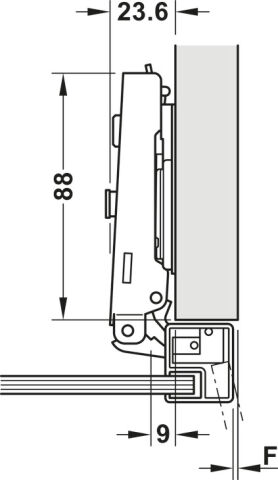 Gizli menteşe, Hafele Metalla 310 A/SM 110°, tam bini