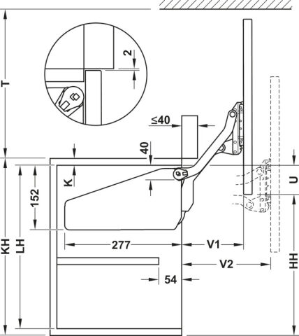 Häfele Paralel kalkar kapak makası Free Up - R4us 372.33.633