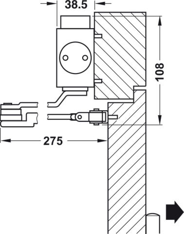 Hafele Üst kapı kapatıcı, DCL 51, standart kol montajlı