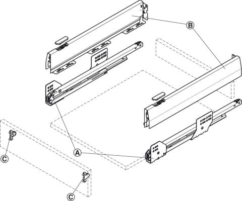 Häfele Matrix Box P Çekmece Seti Gri 35 kg 513.03.513