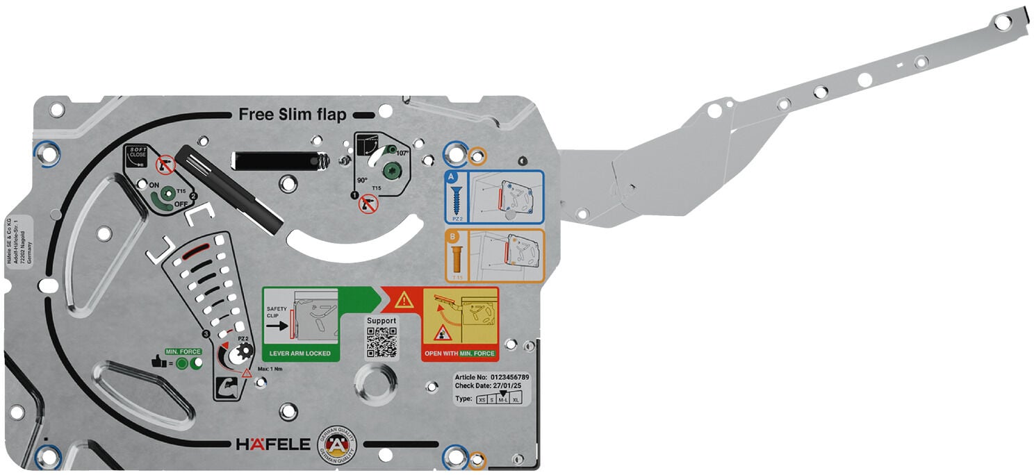 Kalkar Kapak Makası, Hafele Free Slim flap 1.10 push