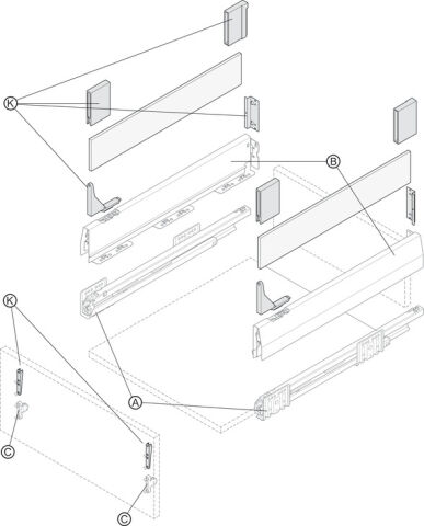 Häfele Matrix Box P Plus - Panel tutucu Metalik antrasit 551.60.999