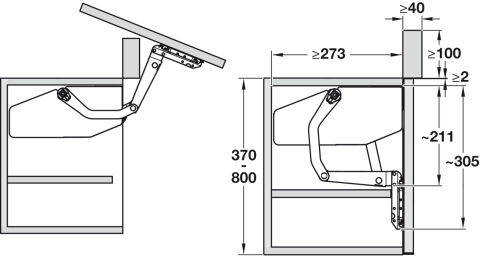 Häfele Eğimli kalkar kapak makası Free swing - S9sw 372.34.308