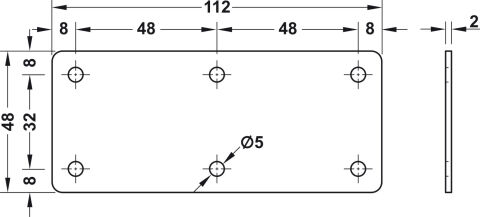 Häfele Bağlantı plakası 6 vida delikli - 112x48 mm 260.19.931