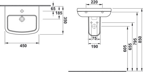 Lavabo, Hafele GLOW, parlak beyaz - 588.21.040