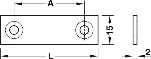 Häfele Bağlantı plakaları Çelik 2 vida delikli 70x15 mm 55 mm 70 mm 260.21.705