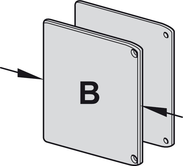 Hafele Uç kapak seti, panel Ⓒ ve taşıyıcı ray ① için