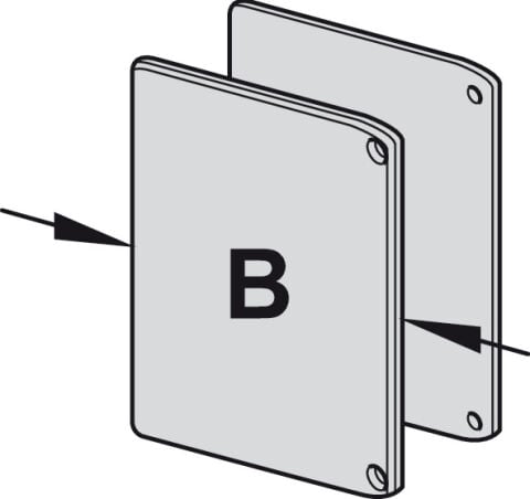 Hafele Uç kapak seti, panel Ⓒ ve taşıyıcı ray ① için