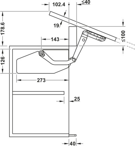 Häfele Eğimli kalkar kapak makası Free swing - S6sw 372.34.721