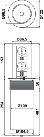 Priz Sistemi, Hafele STEP II, Bas-Aç - 822.80.321