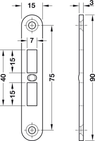 Häfele Kilit karşılığı Boru şeklinde gömme sürgülü 90x15 mm Çinko kaplama 261.05.993