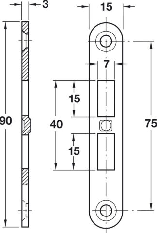 Häfele Kilit karşılığı Boru şeklinde gömme sürgülü 90x15 mm Çinko kaplama 261.05.993
