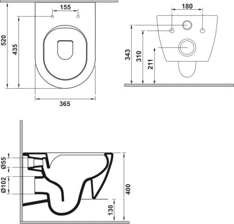Häfele SOLIS WALL R52 Asma Klozetler ve Klozet Kapakları Beyaz Parlak 588.21.470
