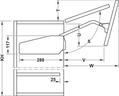 Häfele FREE FOLD Kalkar Katlanır Kapak Makası G5fo 710–790 mm 8,7–17,2 kg Antrasit 372.37.315