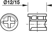 Häfele Minifix® 12 Bağlantı gövdesi Zamak sürgüsüz 12 mm Nikel kaplama PZ2, Düz Başlı 262.17.620