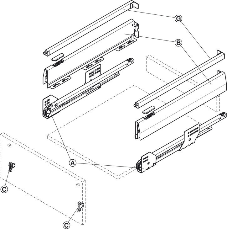 Häfele Matrix Box P Bordürlü Çekmece Seti Antrasit 92x400 mm Smuso 35 kg 513.12.613