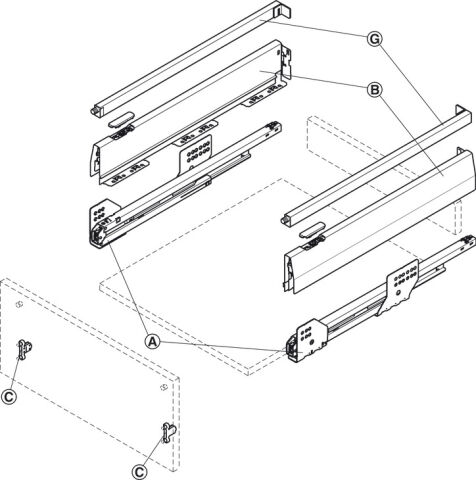 Häfele Matrix Box P Bordürlü Çekmece Seti Mat Beyaz 92x300 mm Smuso 35 kg 513.12.701
