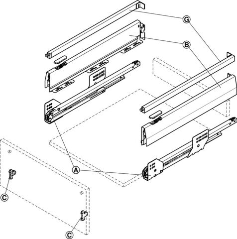 Häfele Matrix Box P Bordürlü Çekmece Seti Mat Beyaz 92x450 mm Smuso 50 kg 551.77.734