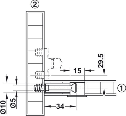 Häfele Minifix® 15 Bağlantı gövdesi Zamak sürgüsüz 15 mm Nikel kaplama 262.26.537