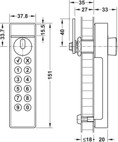 Hafele Pin-Code-lock SAFE-O-TRONIC - 231.98.009