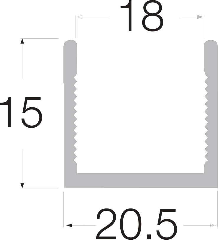 Hafele ADoor U-18 top/bott profile, Alum, 3mt - 944.07.552