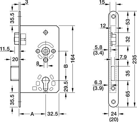 Hafele HD-M-lock C3 PC stst. whisp. DL55/20 - 911.33.030