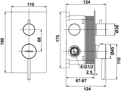 Häfele NEOMIX R - Ankastre Banyo Bataryası 190 mm Siyah Mat 589.67.301