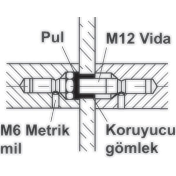 Hafele Çekme Kapı Kolu Bağlantı Elemanı Çift Taraflı 8-12mm