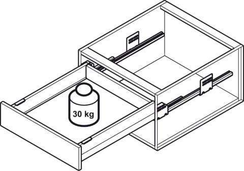 Häfele Matrix Box Slim A Synchro Çekmece seti çekmece 350 mm Beyaz dolap rayı: Çinko 552.21.772