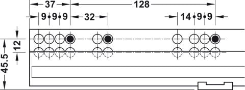Gizli ray, Hafele Matrix Runner UM A 30, tam açılımlı, en
