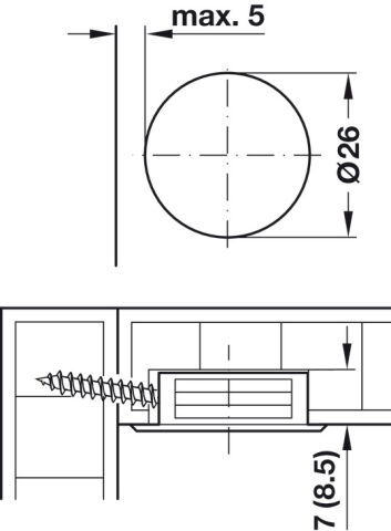 Häfele Üst kapak Karavan - 32 mm Beyaz 262.43.070