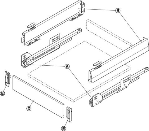 Häfele Matrix Box P İç Çekmece Seti Antrasit 92x500 mm Smuso 35 kg 513.16.615