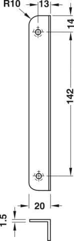 Hafele Açılı kilit karşılığı, düz kapılar için, 170 mm