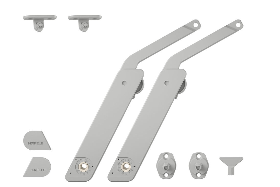 Häfele Free kapak H 1 Kalkar kapak makası 5 – tamamen B 275–600 mm ≤21,8 kg Gri iki 372.39.510