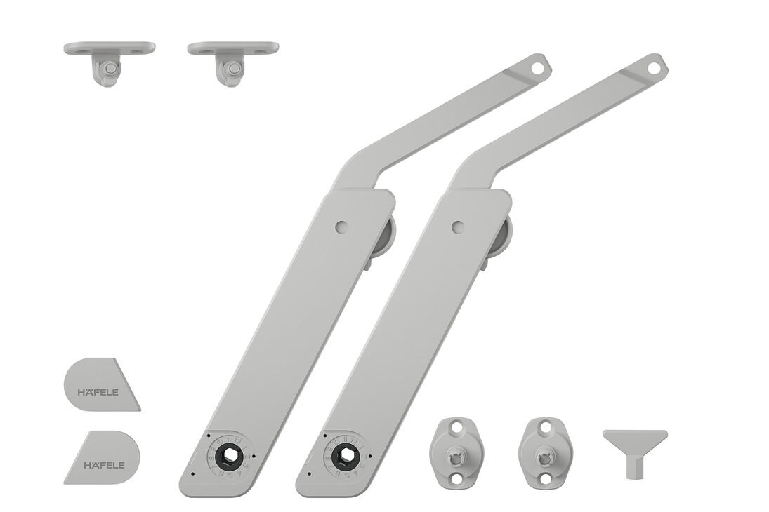Häfele Free kapak H 1 Kalkar kapak makası 5 – tamamen D 275–600 mm ≤21,8 kg Gri iki 372.39.530