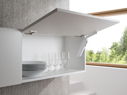 Häfele Free kapak H 1.5 – tamamen Kalkar kapak makası 275–600 mm ≤10,9 kg Gri sol 372.39.601