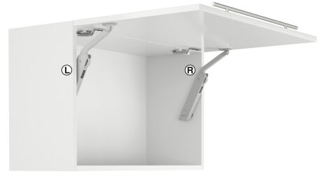 Häfele Free kapak H 1.5 – tamamen Kalkar kapak makası B 275–600 mm ≤10,9 kg Gri sağ 372.39.610