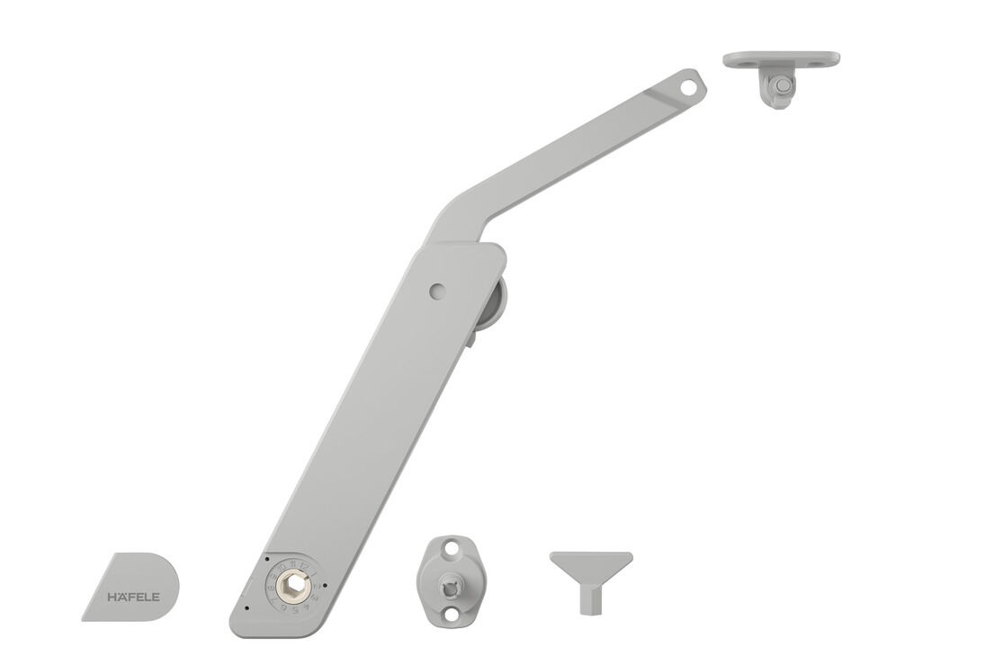 Häfele Free kapak H 1.5 – tamamen Kalkar kapak makası B 275–600 mm ≤10,9 kg Gri sağ 372.39.610