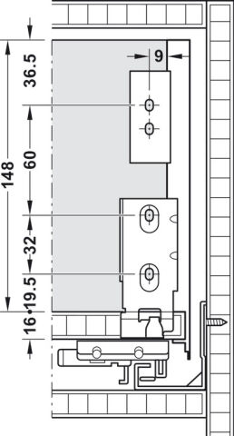 Häfele Çekmece kenarları Matrix Box Slim A çekmece yan 350 mm Beyaz 552.23.712