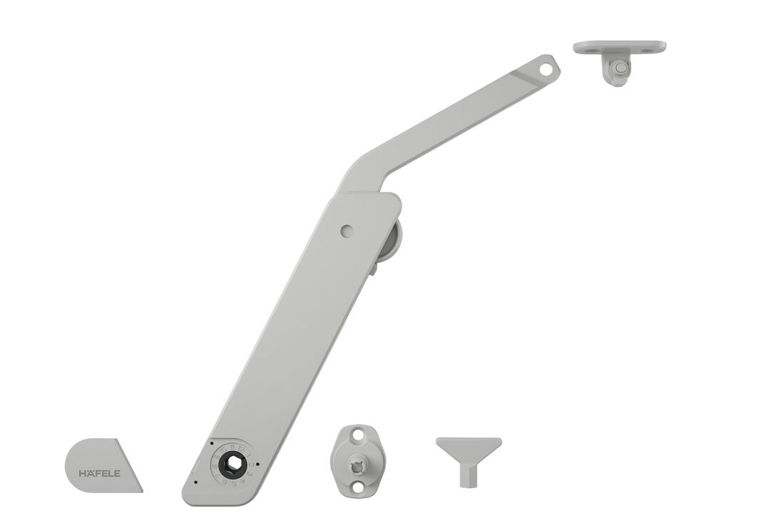 Häfele Free kapak H 1.5 – tamamen Kalkar kapak makası D 275–600 mm ≤10,9 kg Gri sol 372.39.631