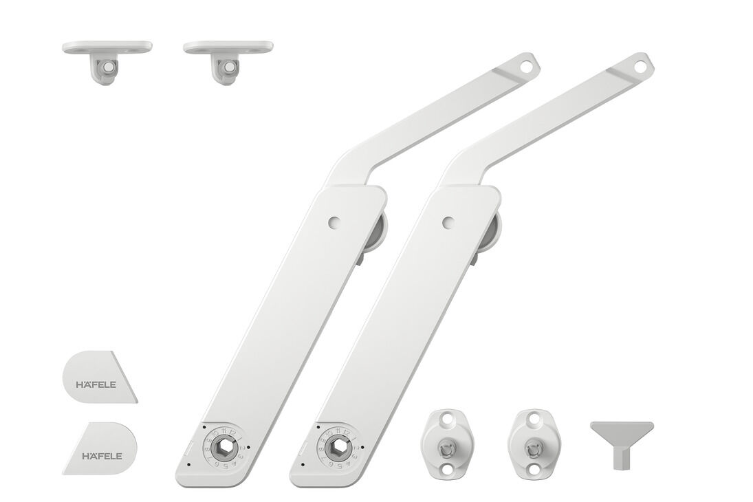 Häfele Free kapak H 1 Kalkar kapak makası 5 – tamamen 275–600 mm ≤21,8 kg Beyaz iki 372.39.700