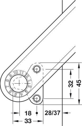 Häfele Free kapak H 1 Kalkar kapak makası 5 – tamamen D 275–600 mm ≤21,8 kg Beyaz iki 372.39.730