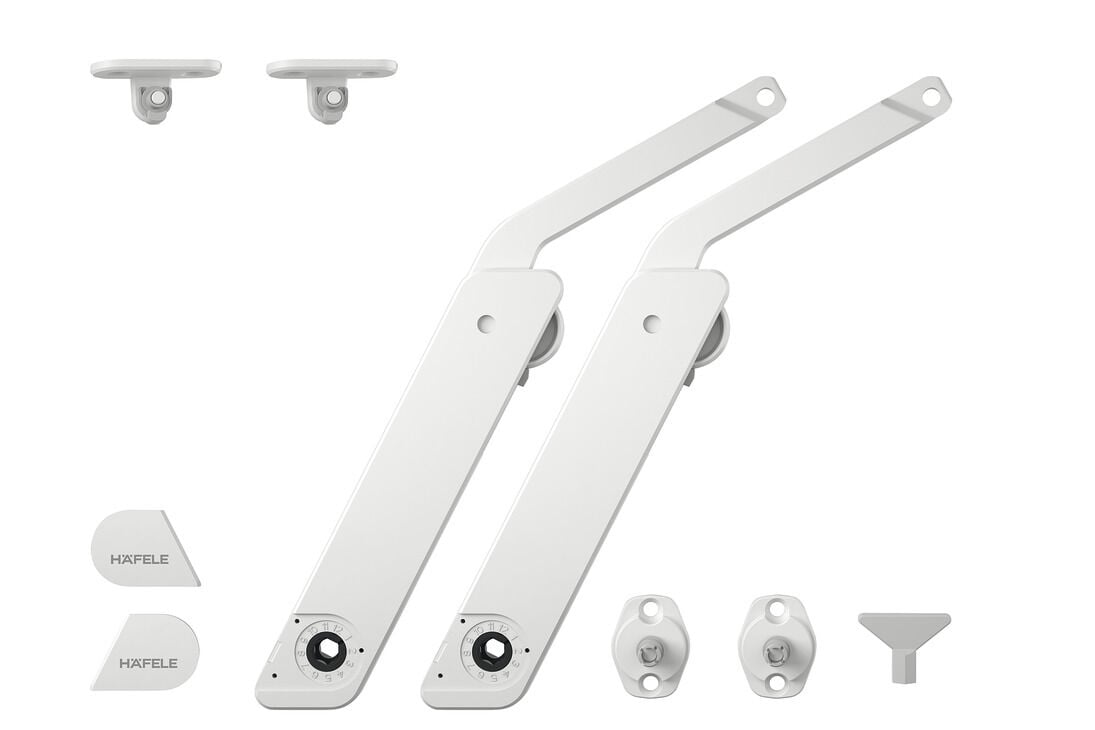 Häfele Free kapak H 1 Kalkar kapak makası 5 – tamamen D 275–600 mm ≤21,8 kg Beyaz iki 372.39.730