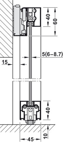 Häfele Kayar kapı donanımı Slido D-Line43 80N cam ≤80 kg Siyah Eloksal 940.59.018
