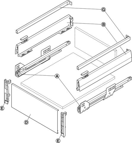Häfele Matrix Box P İç Çekmece Seti Açık Gri 92x300 mm Smuso 35 kg 513.20.511