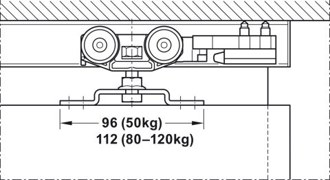Häfele Kayar kapı donanımı 120A - ≤120 kg 940.60.055