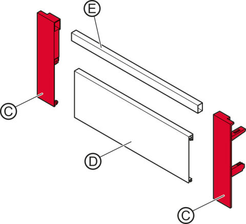 Häfele Ön sabitleme braketi seti Matrix Box Slim A iç 175 mm 552.31.592