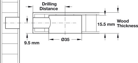 Häfele Maxifix Bağlantı gövdesi 19 mm ve üzeri ahşap 35 mm Boş 262.87.003